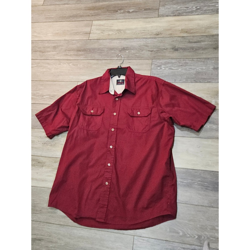 Wrangler Authentic Vintage Shirts Mens Short Sleeve Button Down Red Shirt Size L